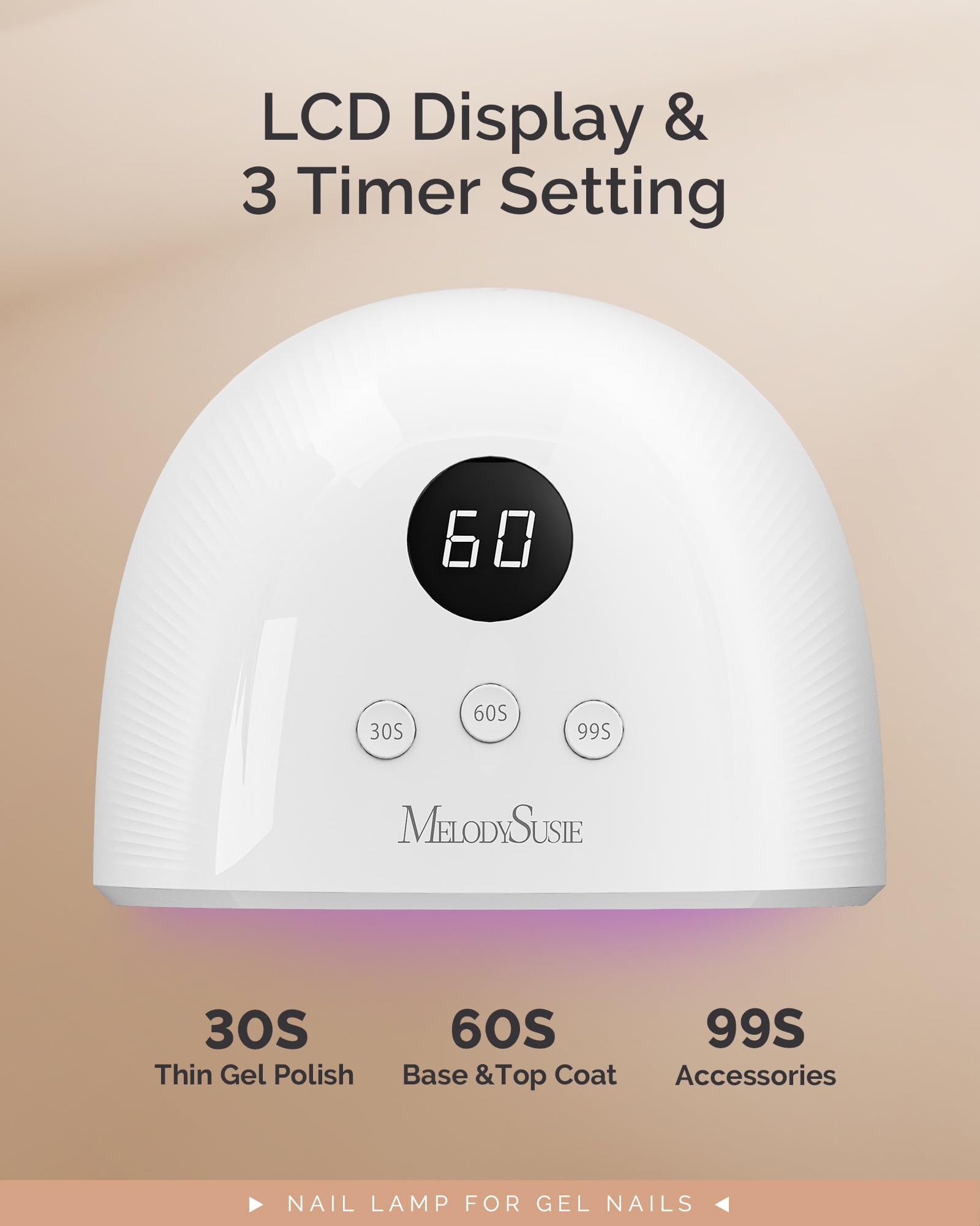 MelodySusie Plus30F nail lamp auto sensor in action for hands-in hands-out use