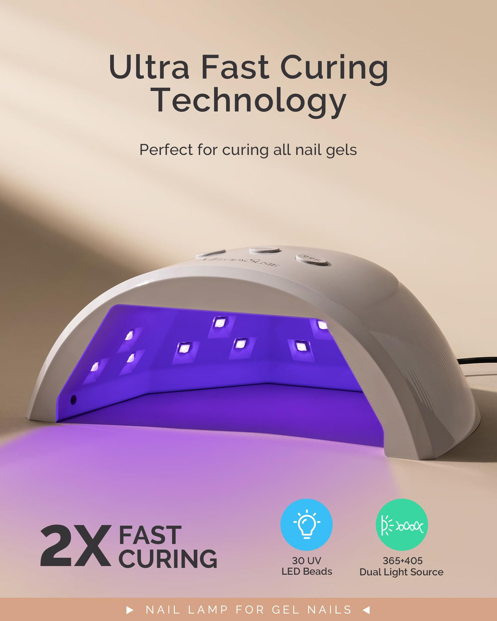 MelodySusie Plus30F nail lamp with open lid for easy access during at-home sessions