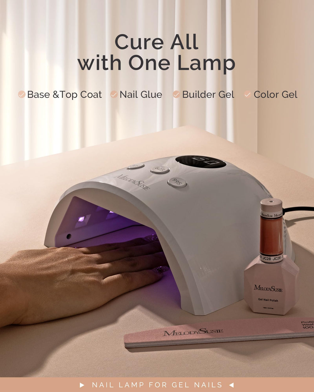 MelodySusie Plus30F nail lamp top view highlighting slim profile for small spaces