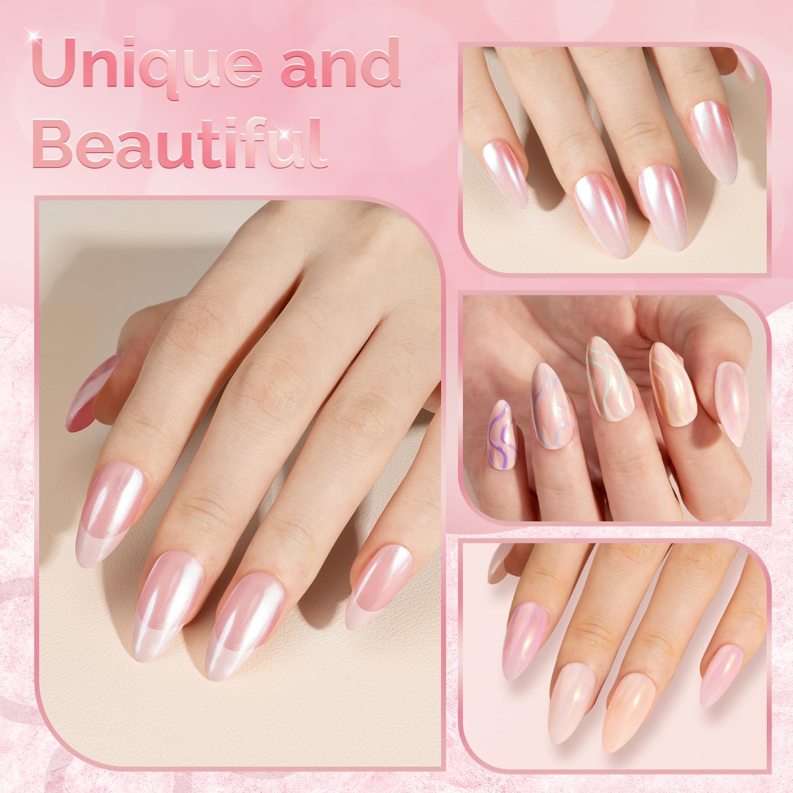 MelodySusie polvo uñas espejo cromado champagne para look sofisticado