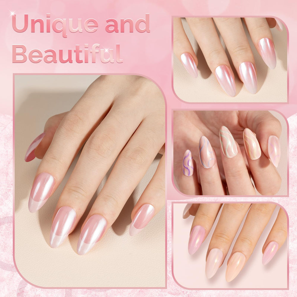 MelodySusie polvo uñas espejo cromado champagne para look sofisticado