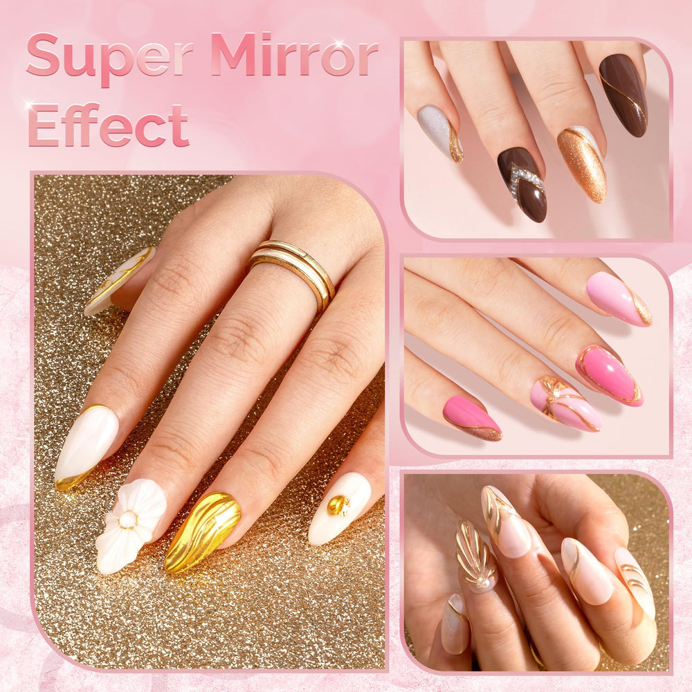 MelodySusie polvo uñas espejo cromado plata para efecto espejo duradero