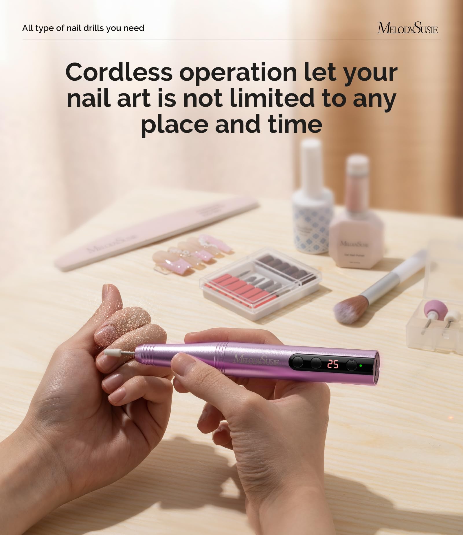 MelodySusie nail drill ideal for on the go nail art sessions
