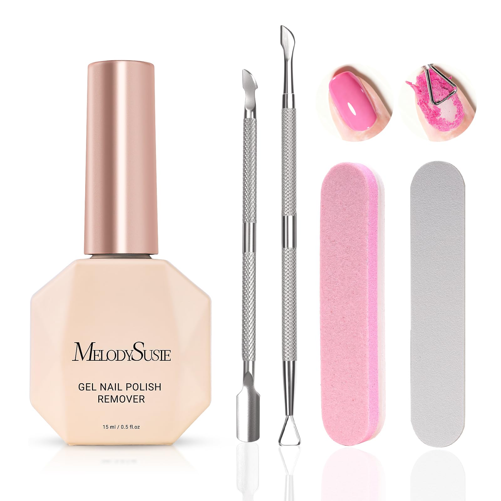 MelodySusie removedor de gel para esmalte, kit 15 ml, facilita una retirada rápida