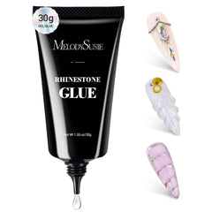 MelodySusie rhinestone glue bottle closeup for durable nail art