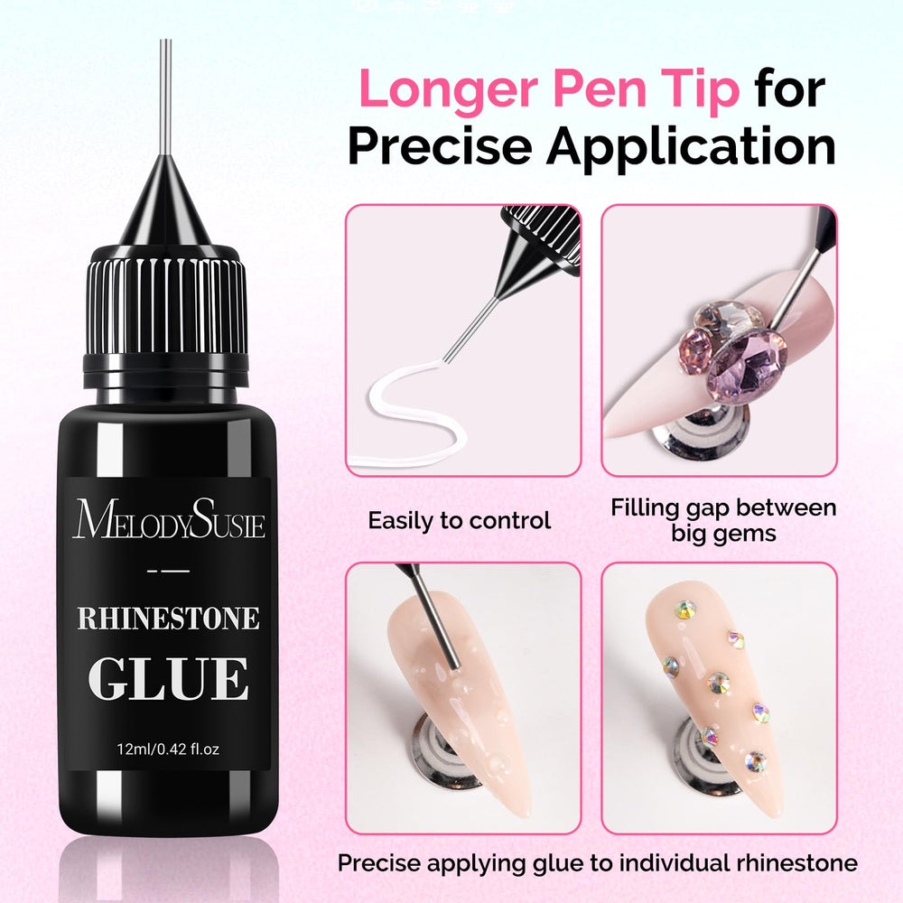 MelodySusie rhinestone glue pen-tip enables precise, clean nail art application.