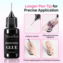 MelodySusie rhinestone glue pen-tip enables precise, clean nail art application.