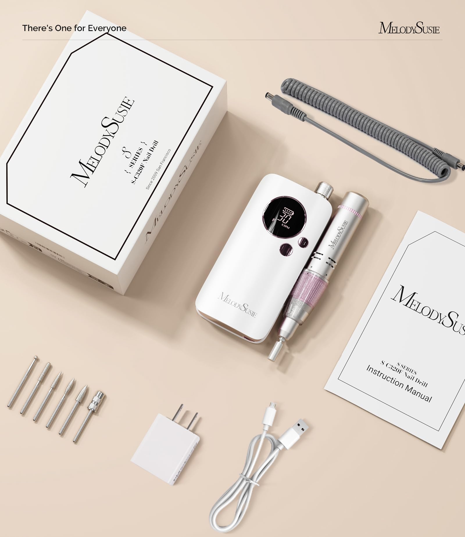MelodySusie SC320F portable kit includes 6 bits and 50 sanding bands.