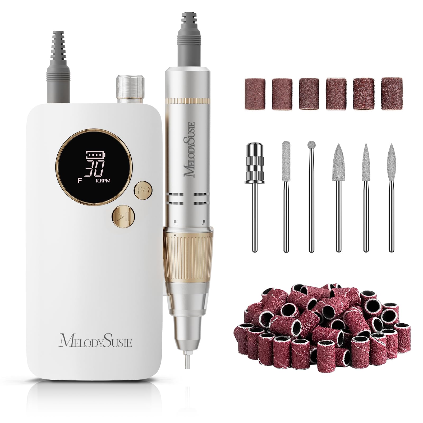 MelodySusie SC320F nail drill front view, compact cordless design for home use