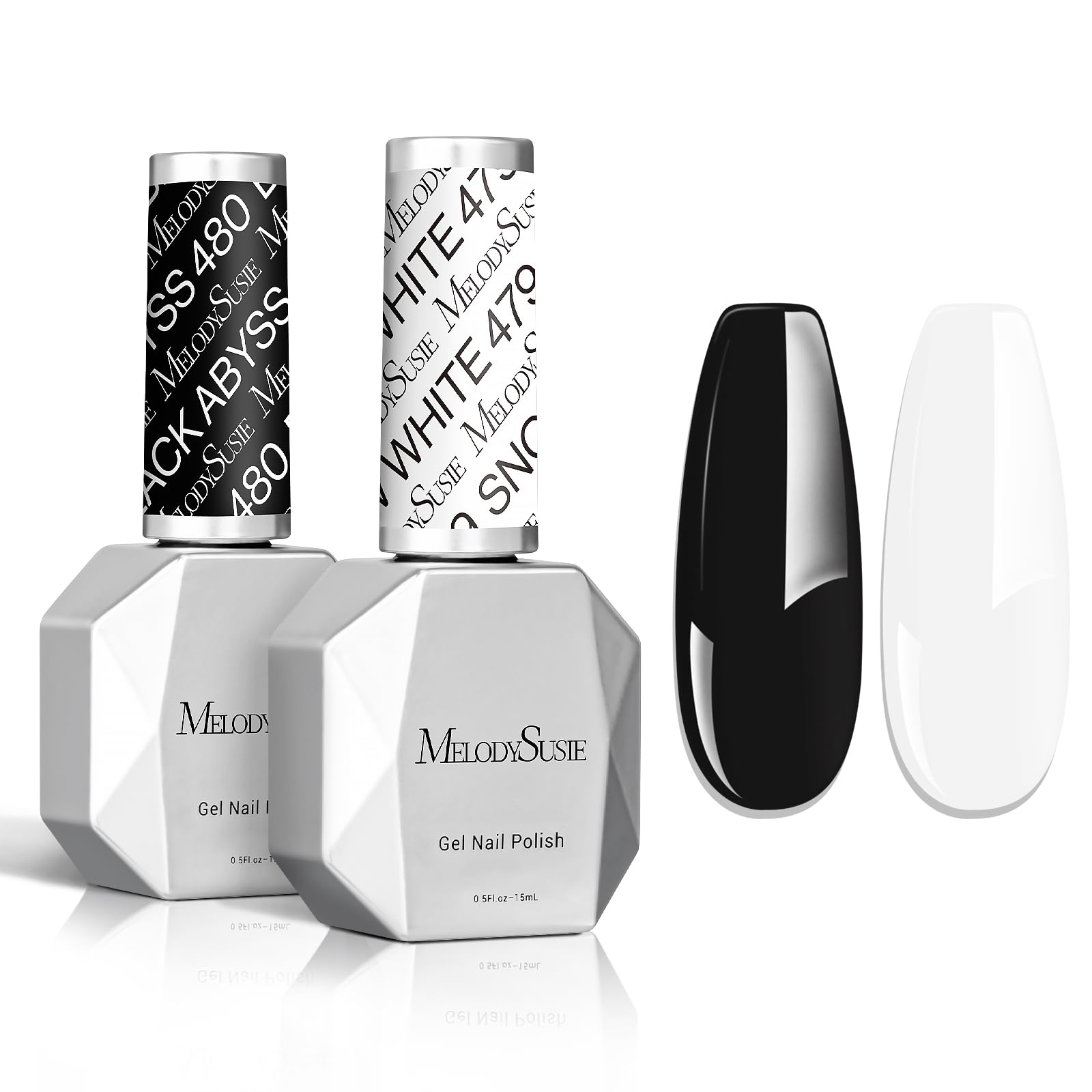 MelodySusie set gel Thick negro y blanco de 15 ml para manicura en casa