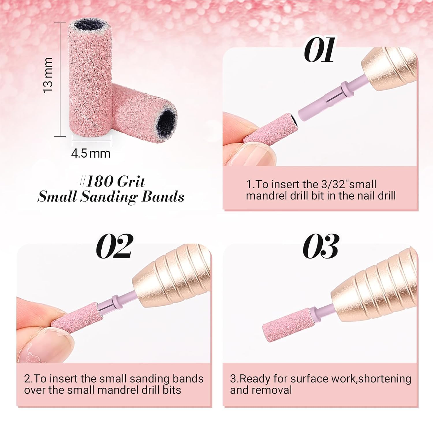 MelodySusie sanding bands in use for manicure and pedicure prep