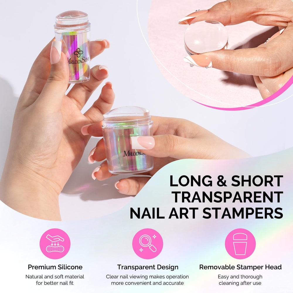 MelodySusie silicone stamp head highlights soft reusable surface for even transfers.