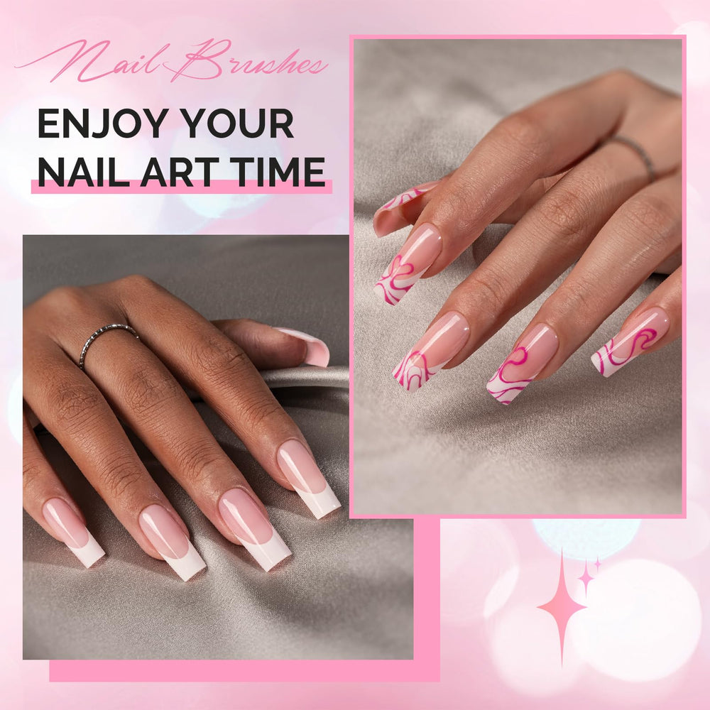 MelodySusie size 10-12-14-16 brushes for varied French tip widths.