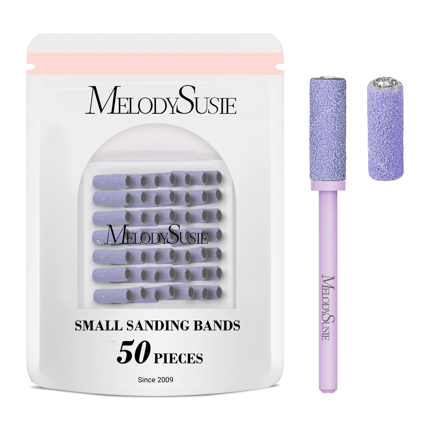 MelodySusie small sanding bands with 3.1mm mandrel for precise nail shaping.