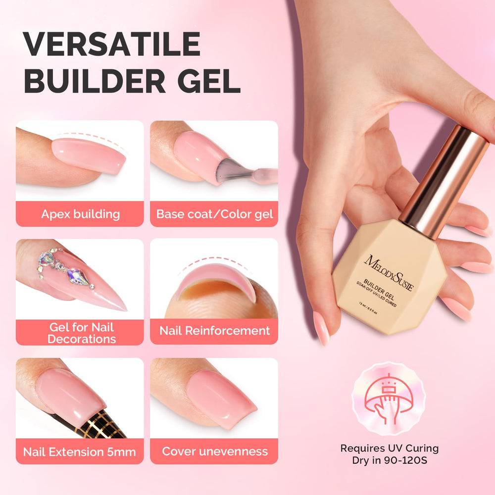MelodySusie soak-off UV extension gel for easy removal and refills