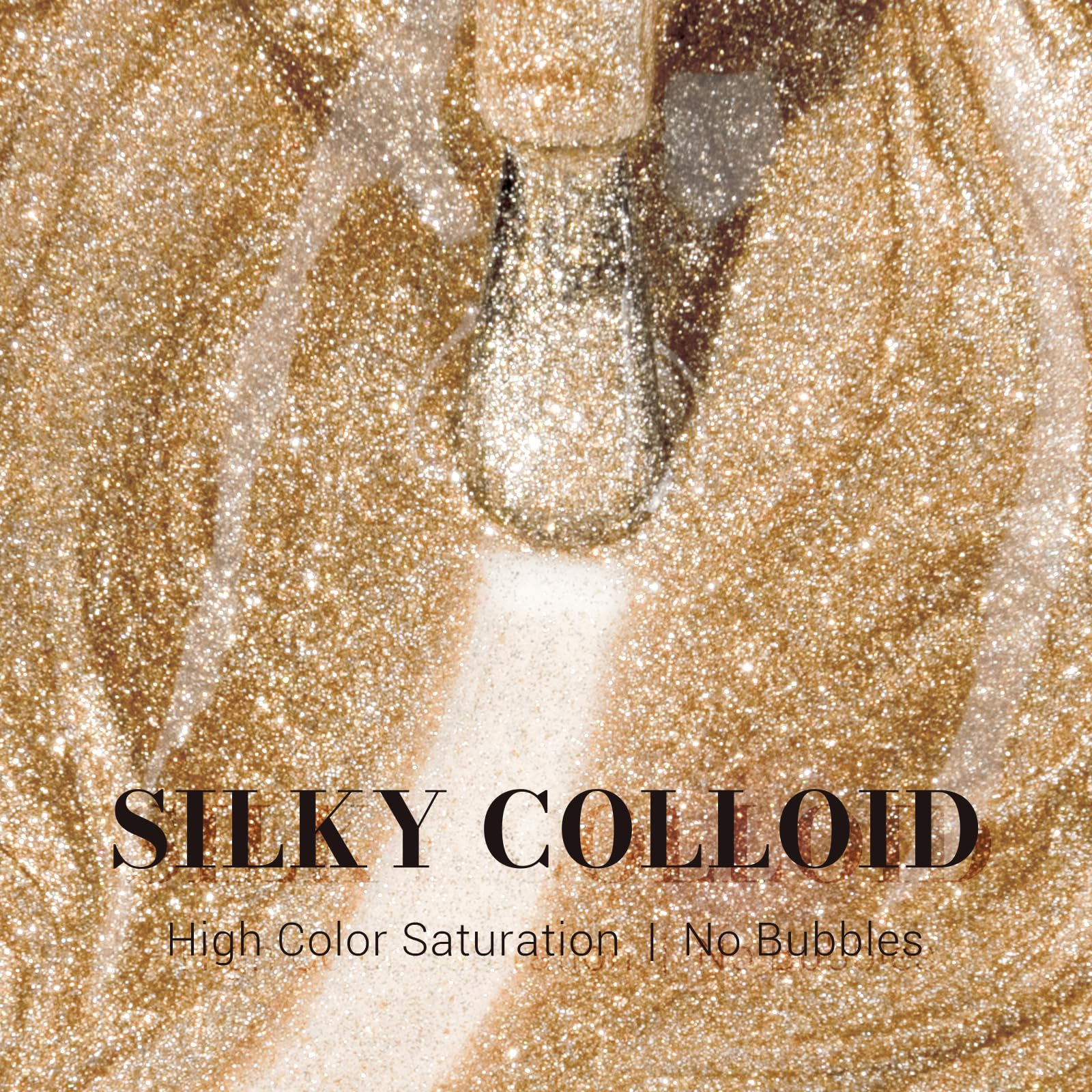 MelodySusie Sparkle Gold gel polish brush enables smooth, even coverage for easy at-home manicures.