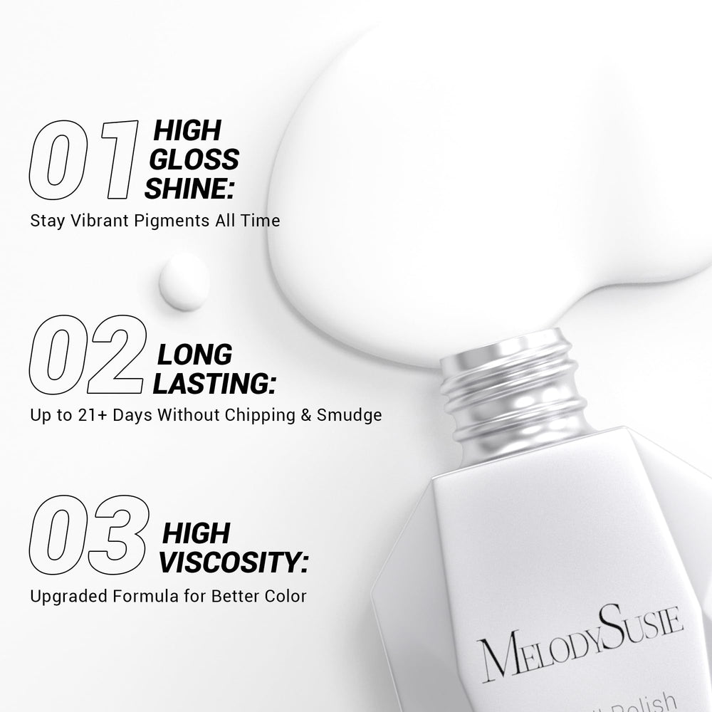 Packaging cap and label on MelodySusie thick snow white gel polish