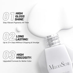 Packaging cap and label on MelodySusie thick snow white gel polish