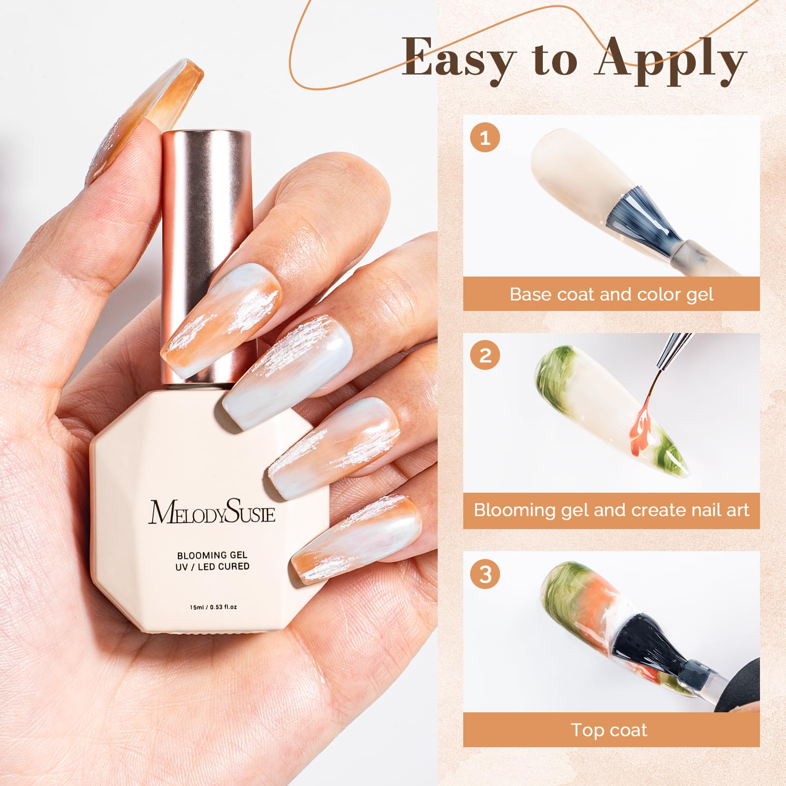 Tie-dye nail art technique with MelodySusie blooming gel