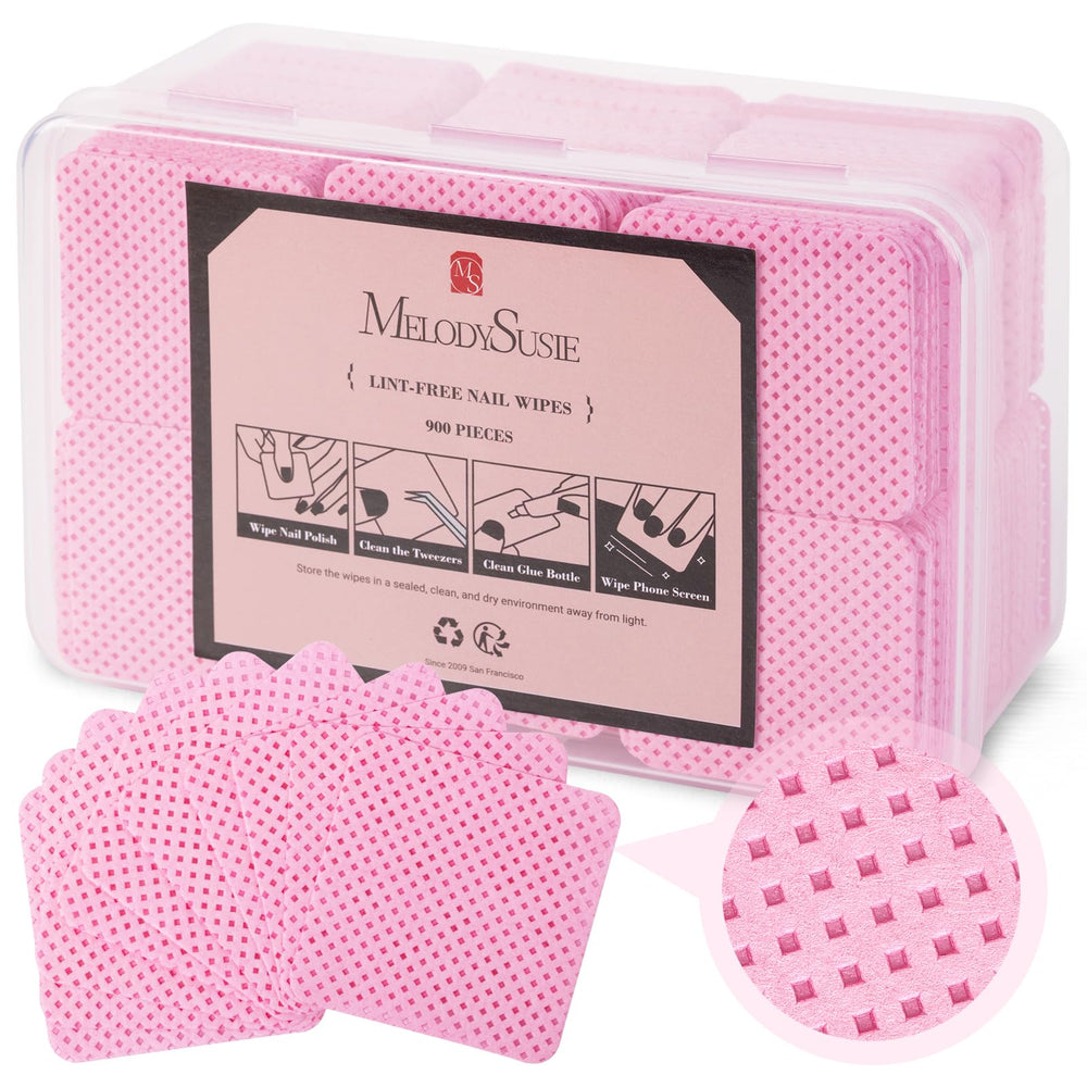 MelodySusie: toallitas sin pelusa para uñas, 900 piezas, absorción efectiva sin residuos.