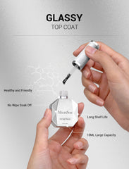 Aplicación suave del MelodySusie Top Coat de una pasada para acabado definido