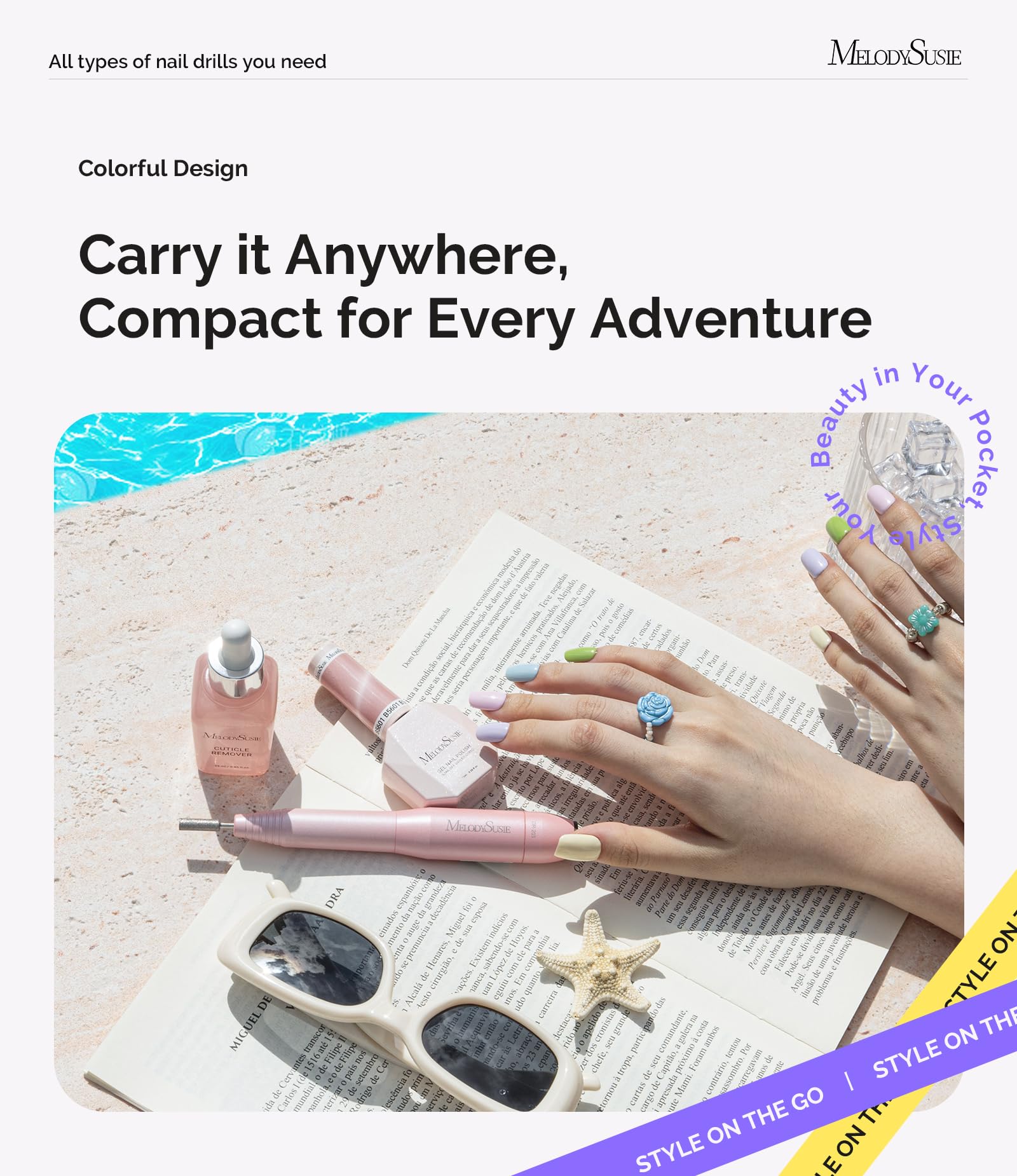 MelodySusie travel-friendly nail drill ready for on-the-go use