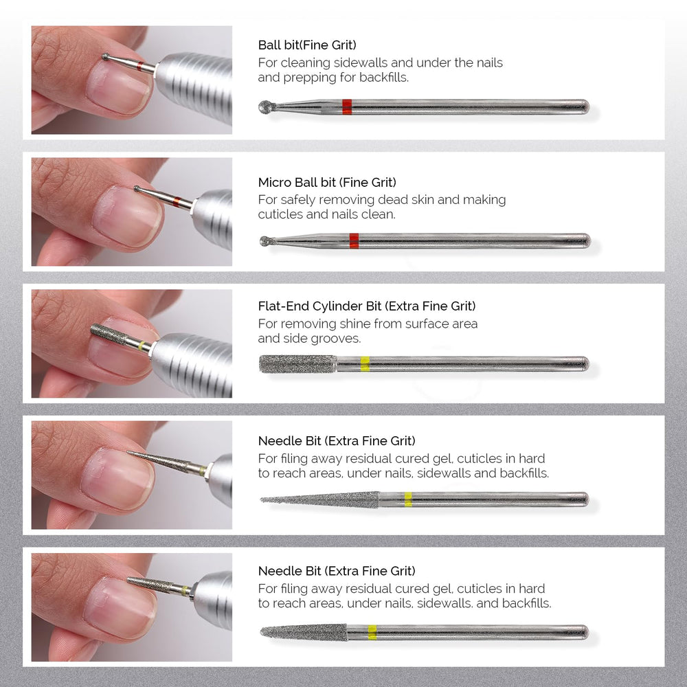 MelodySusie two-direction nail drill bits for easy control on both hands.