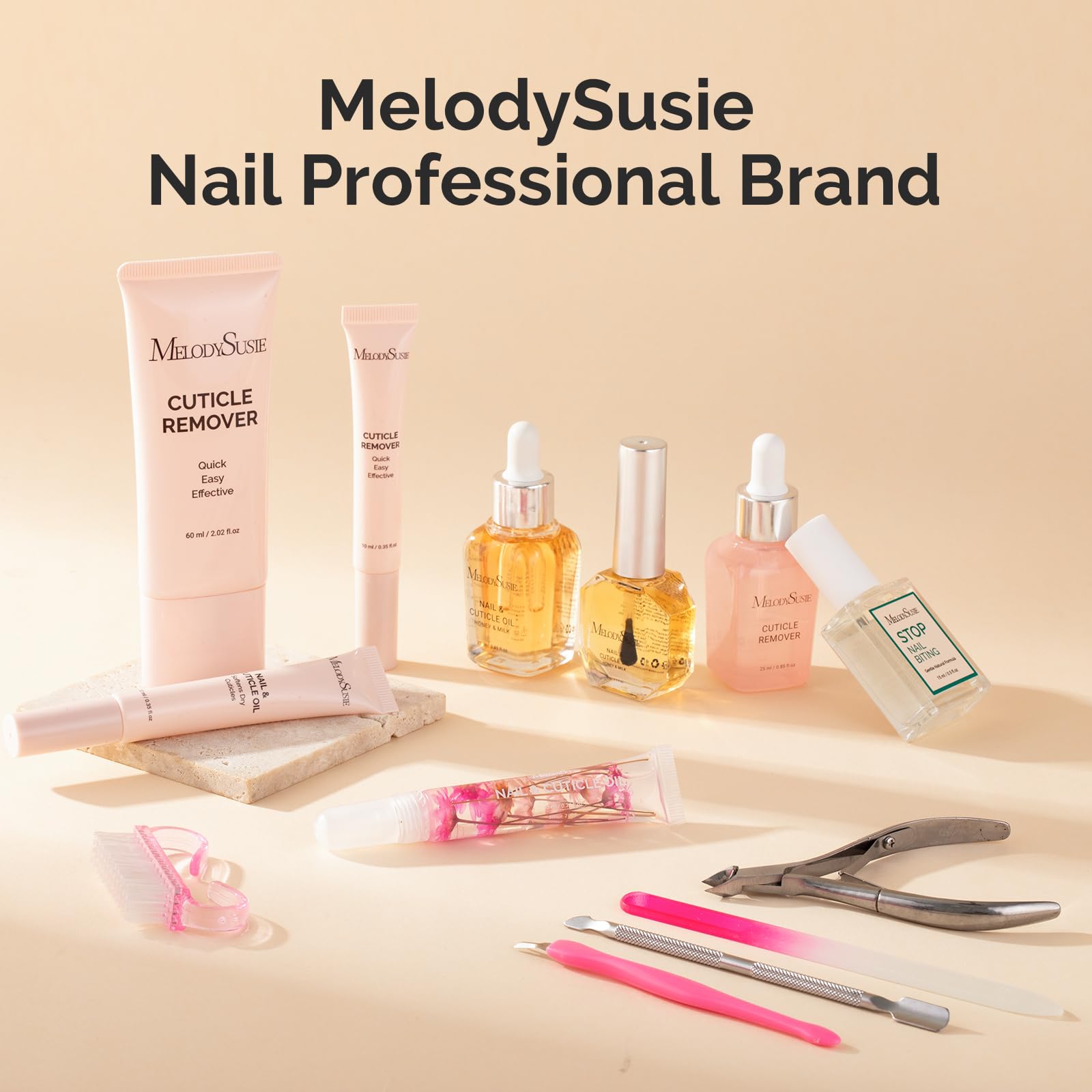 MelodySusie uñas con aceite cutícula para apariencia natural.