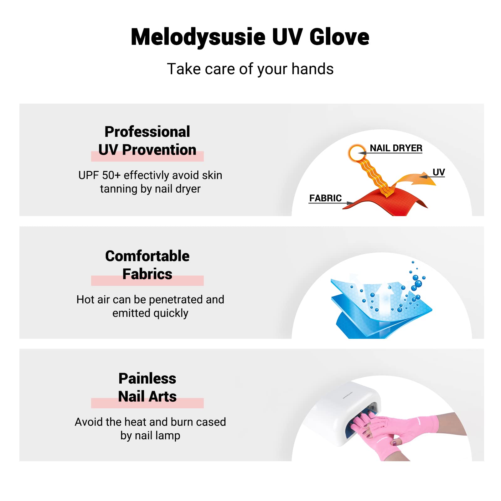 MelodySusie UV Gloves feature interlocking seams for durability
