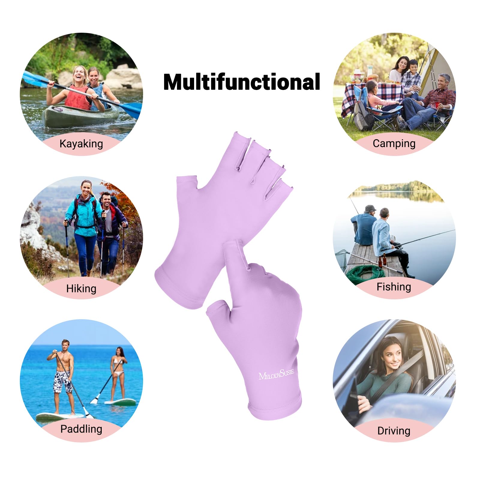 MelodySusie UV gloves machine-washable for easy cleaning (purple).