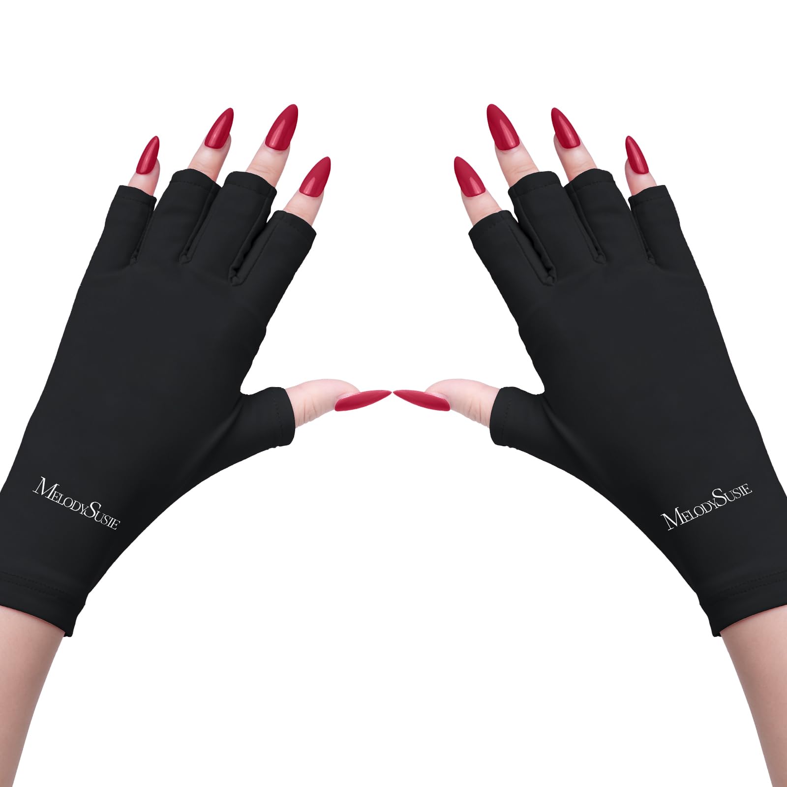 MelodySusie UV gloves during nail lamp sessions protect hands from UV exposure.