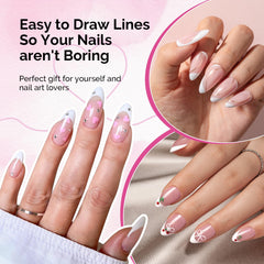 MelodySusie white gel liner used for crisp French-tip artistry on natural nails.