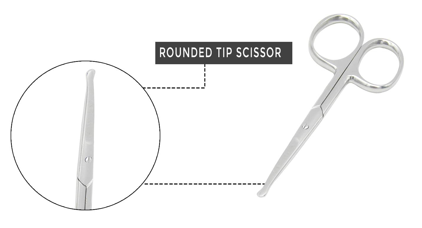 MELWEY rounded-tip scissors for safe eyelash trimming