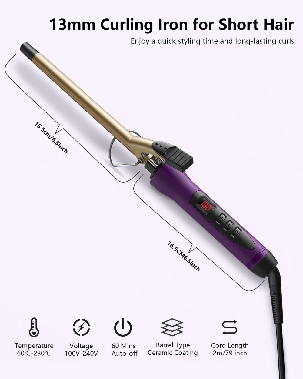 MELYDO travel-friendly curling wand supports on-the-go styling anywhere.