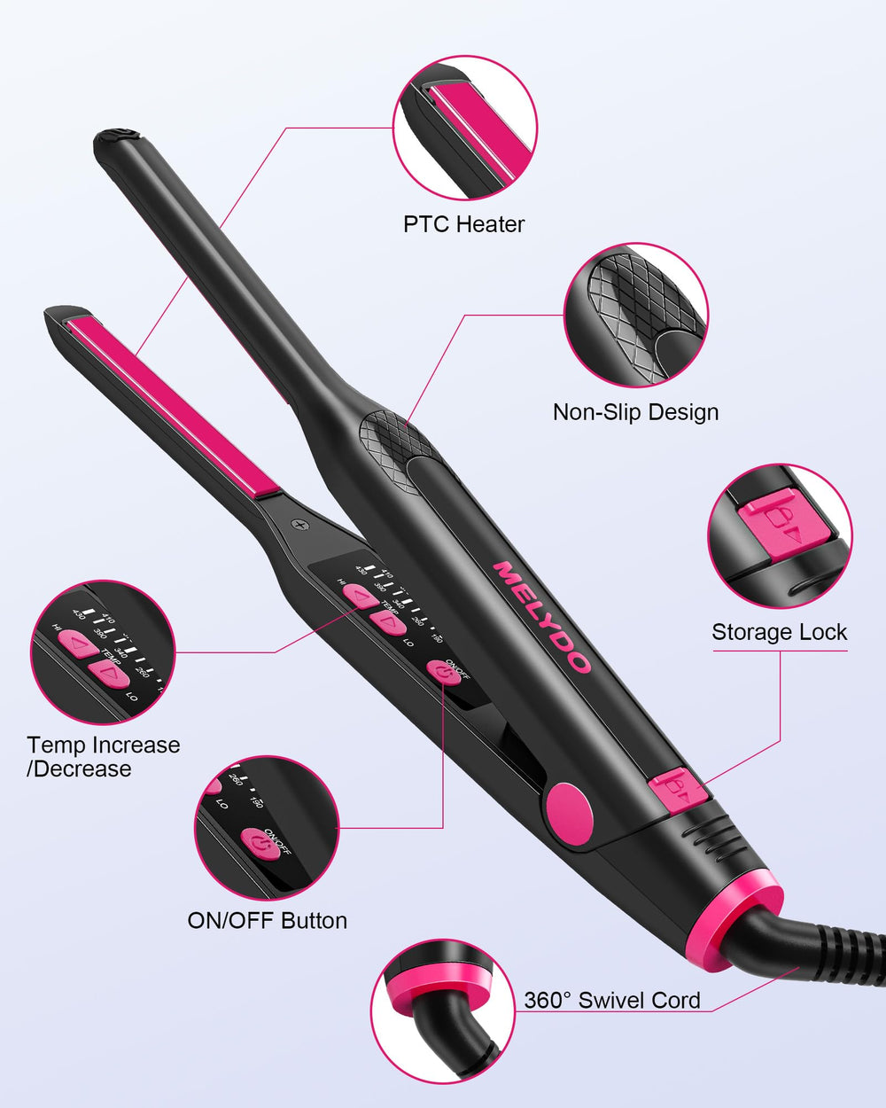 MELYDO travel friendly dual voltage iron for worldwide use