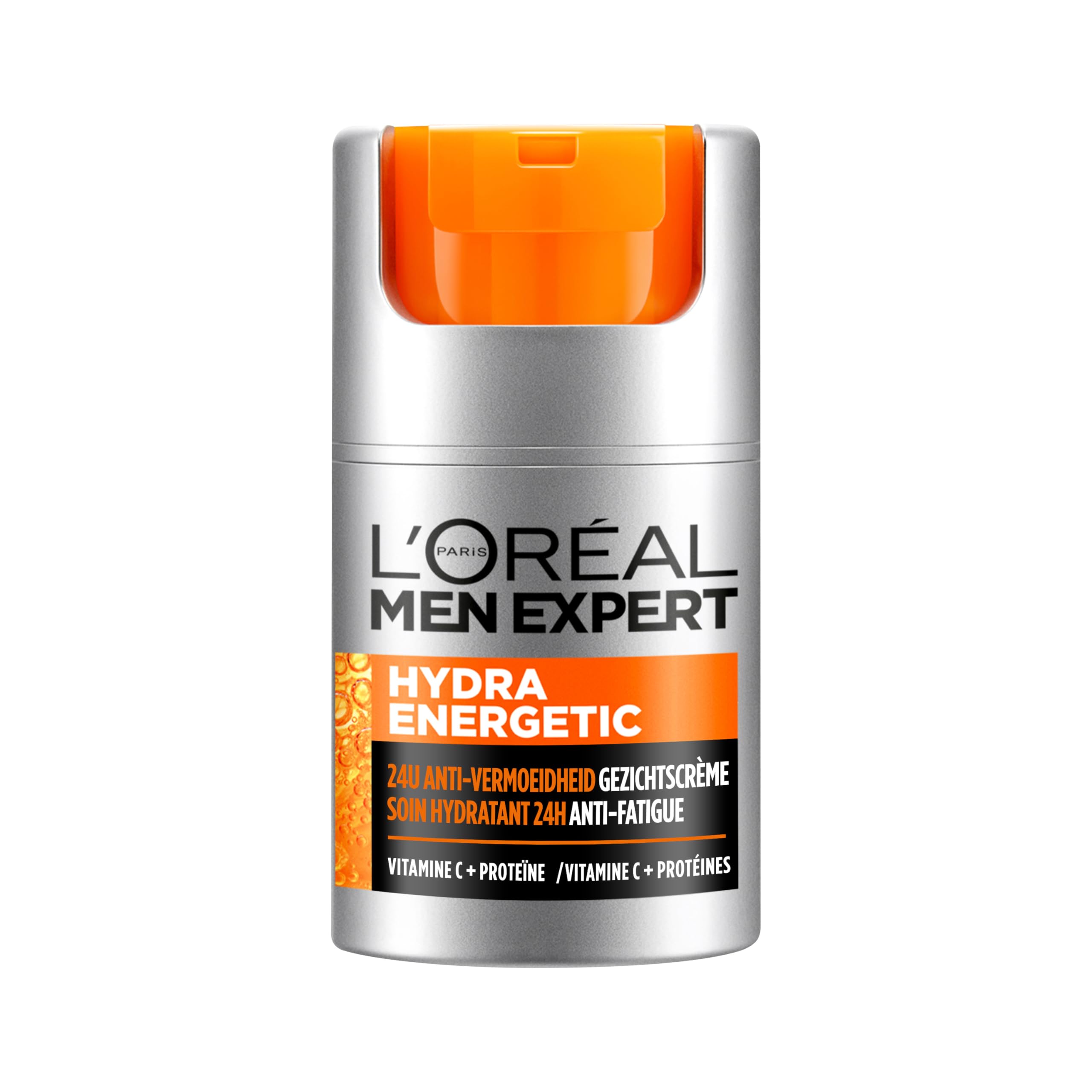 Botella de MEN EXPERT Hydra Energetic para hidratación diaria de la piel cansada.