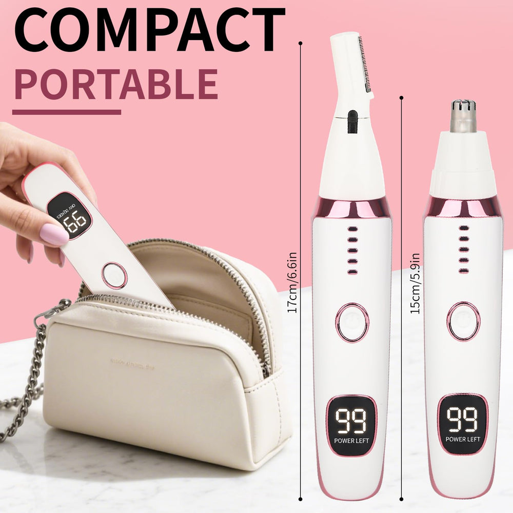 Mendaping 2-in-1 trimmer covers face, nose, and eyebrows efficiently.