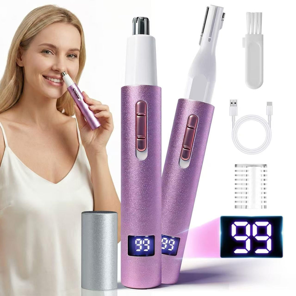 Mendaping nose and ear trimmer with LED display for precise grooming on the go