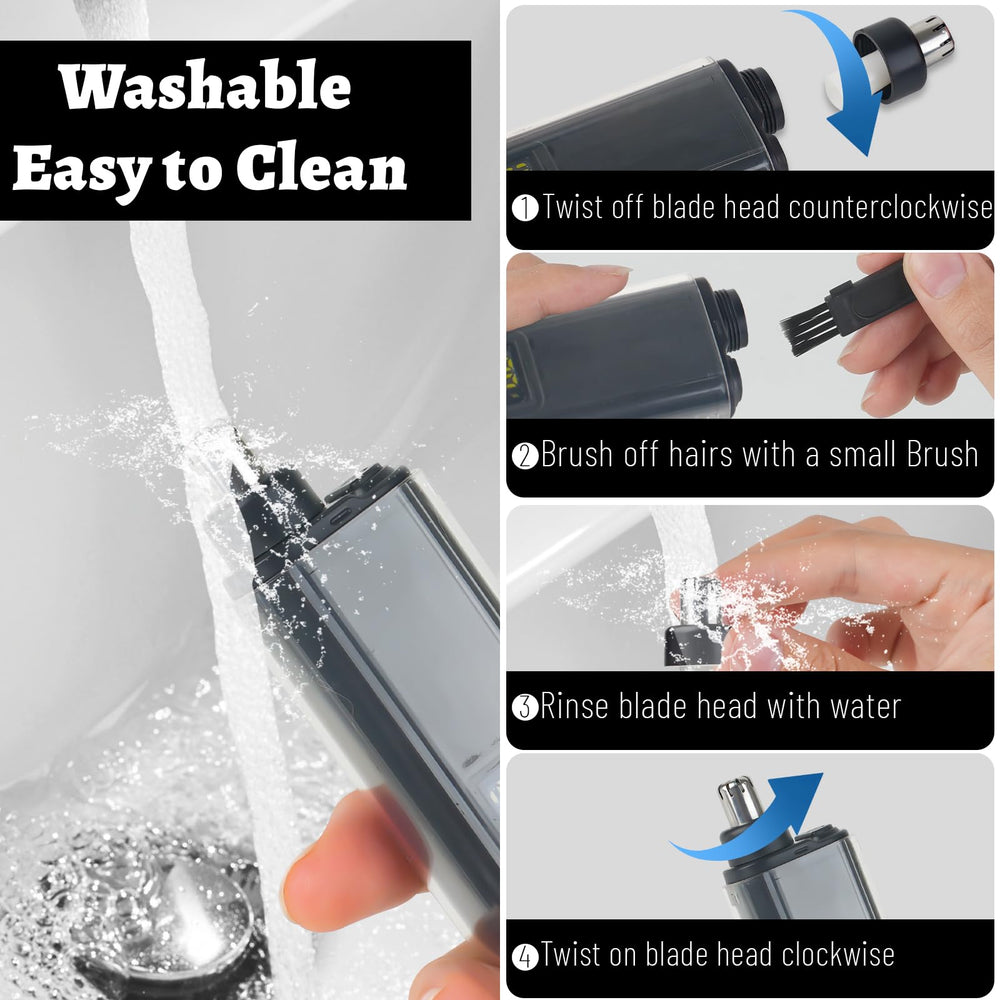Mendaping nose trimmer with IPX7 waterproof design for easy cleaning under water.