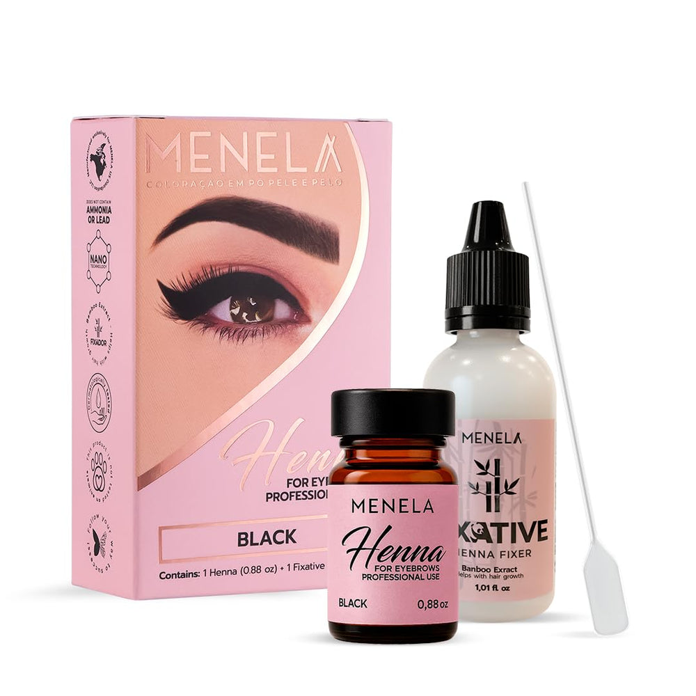 Menela eyebrow henna kit black application for defined brows