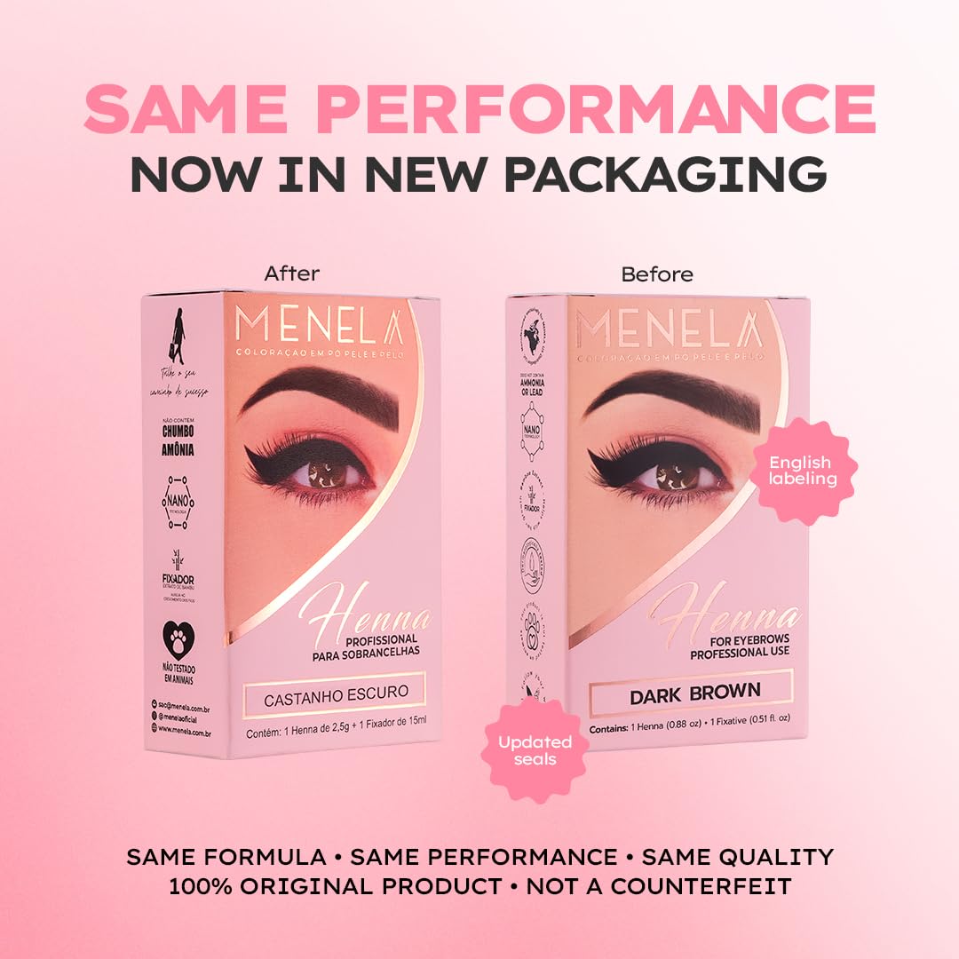MENELA henna powder mixing creates a smooth paste for precise brow definition.