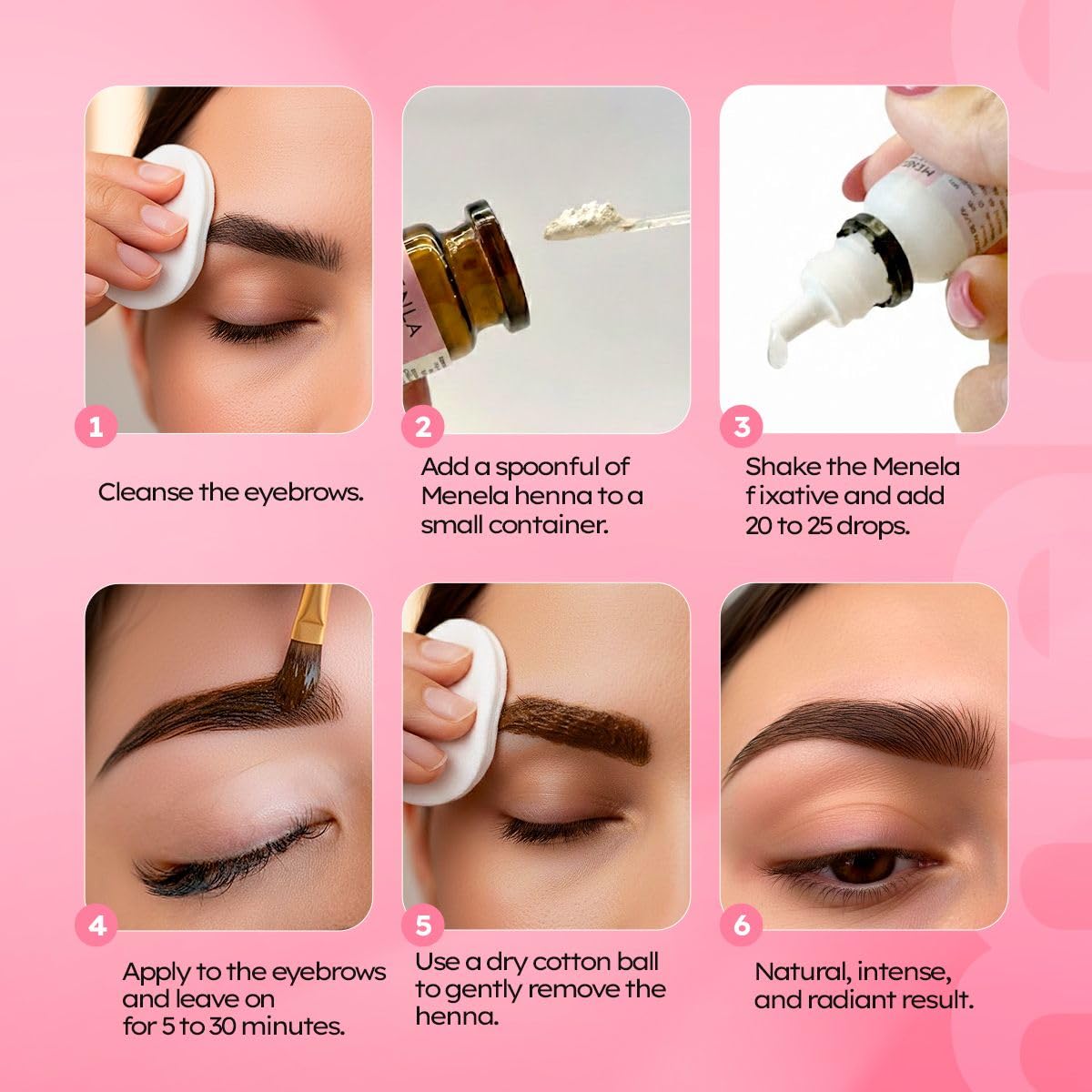 Menela fixer bottle ready for precise brow color development