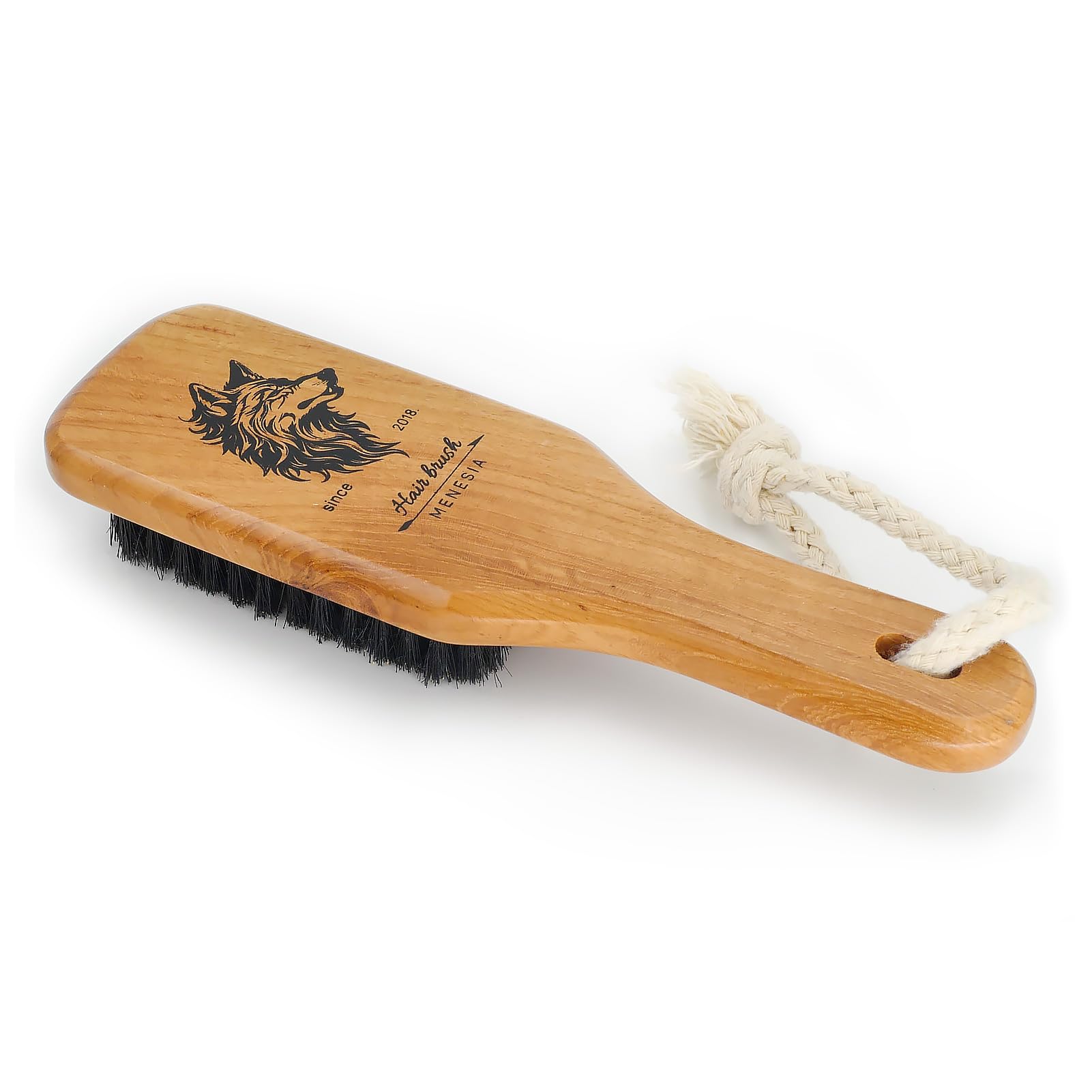 Menesia boar bristles provide scalp exfoliation and oil distribution
