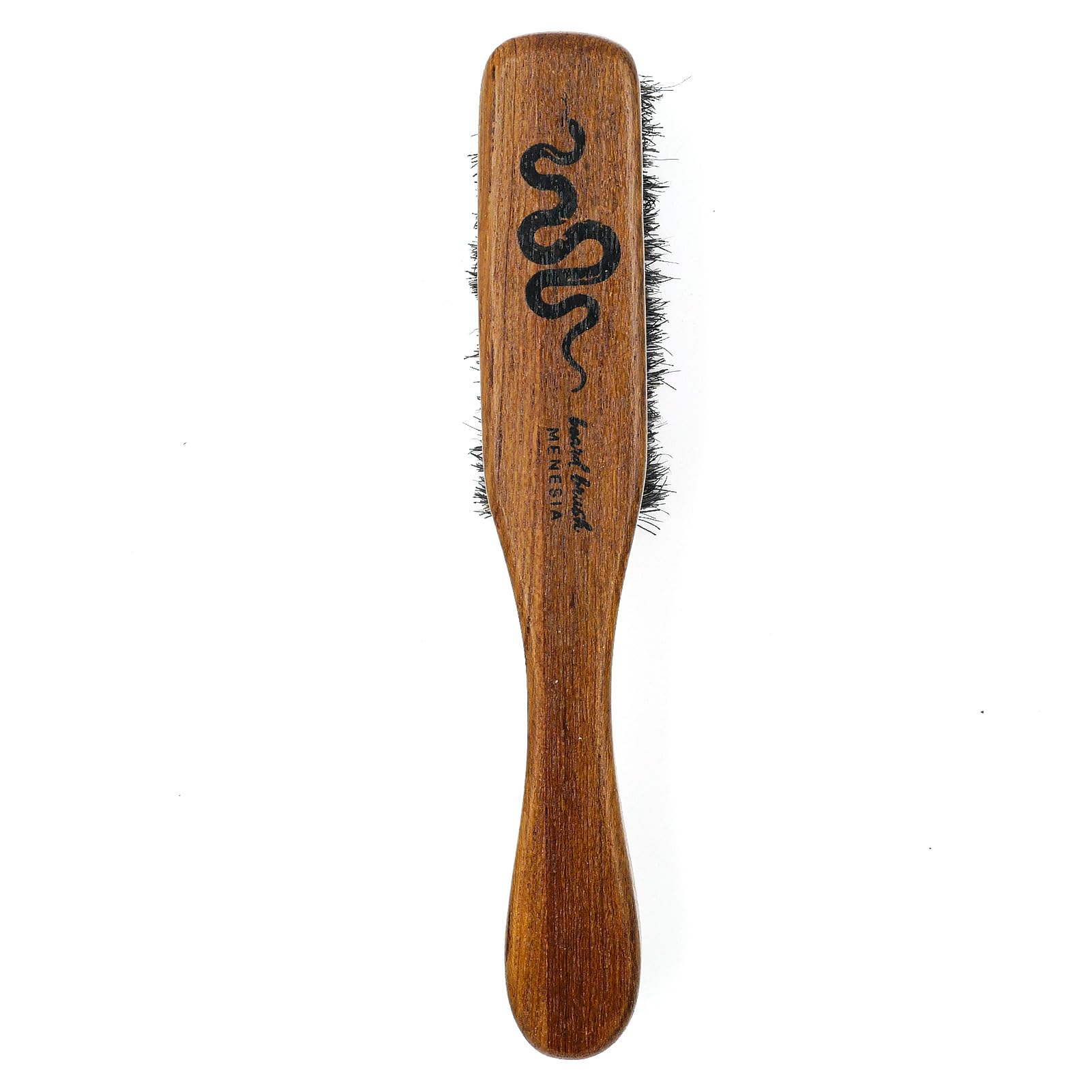 Menesia soft boar bristles glide through beard for gentle grooming.