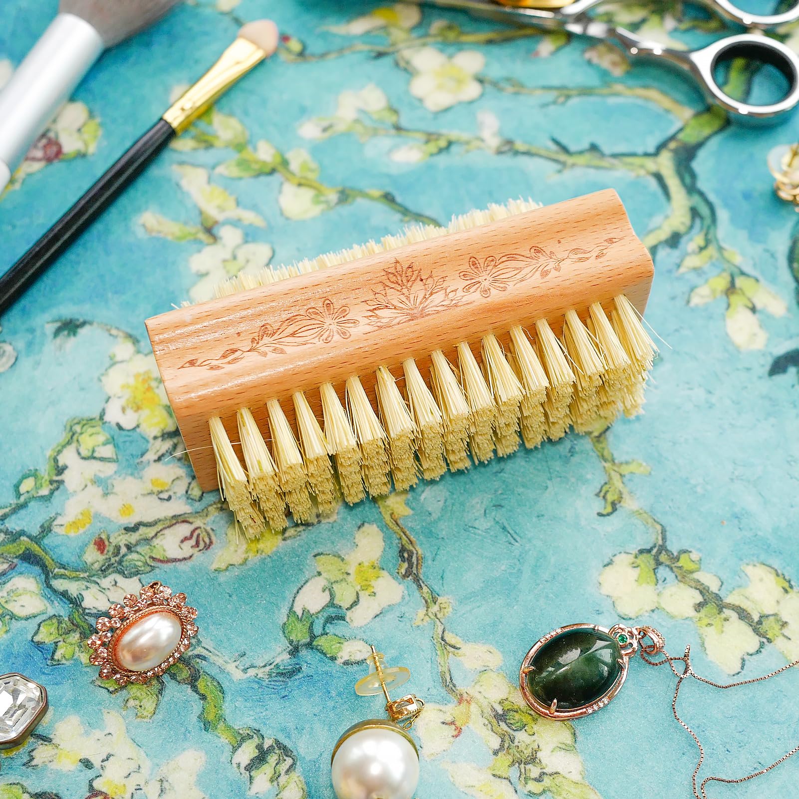 Menesia wooden nail brush highlighting natural materials for neat nails
