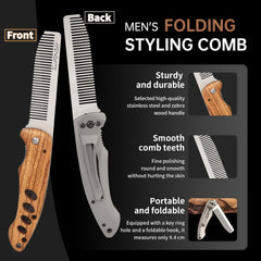 MenGate 180-degree rotatable folding comb for versatile use anywhere.