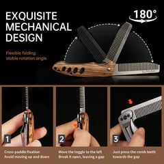 MenGate folding comb with locking mechanism stays secure during grooming.