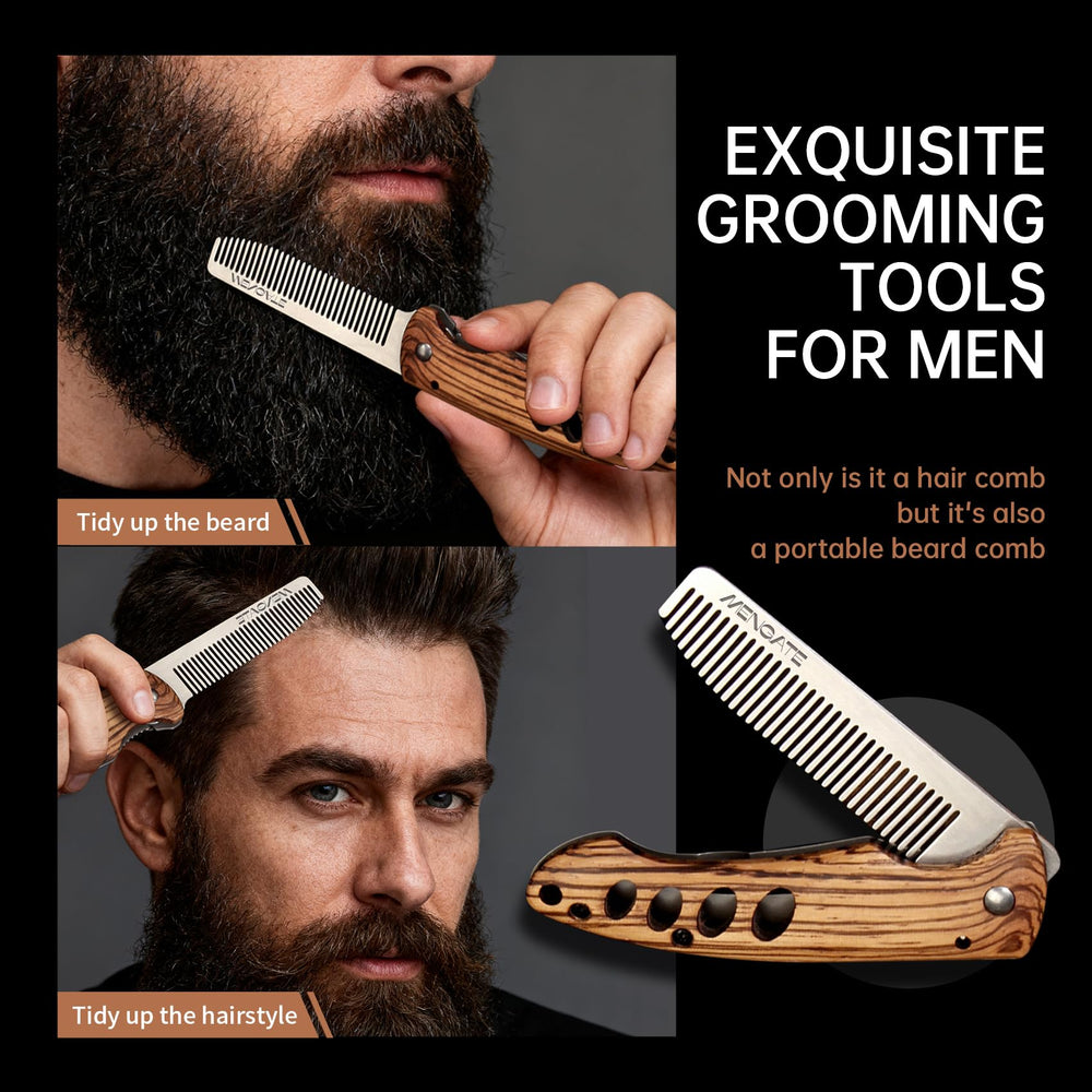 MenGate folding pocket comb with polished teeth glides smoothly across hair.