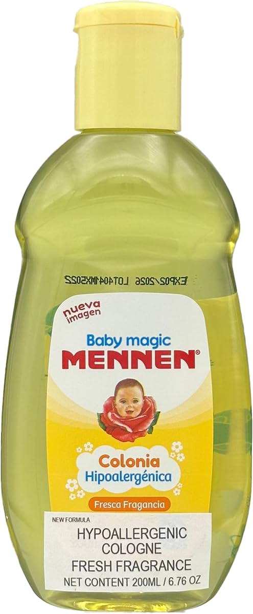 Mennen Baby Magic Cologne label close-up with soft scent details