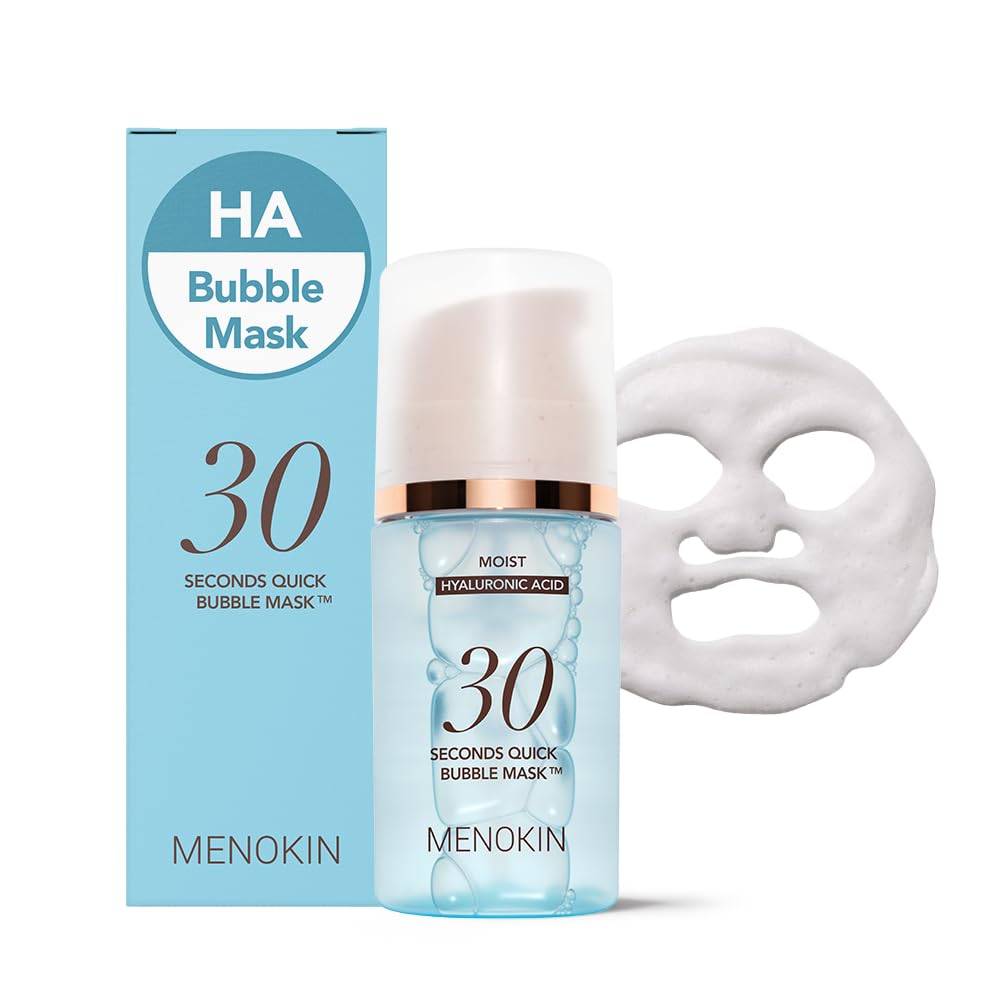 MENOKIN Bubble Mask bottle close-up showcasing its hydrating formula for deep moisture.